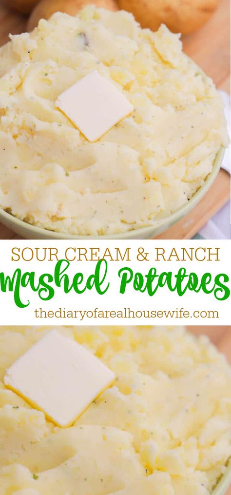 Sour Cream Ranch Potatoes, Mashed Potatoes With Ranch Seasoning, Mashed Potatoes With Ranch Dressing, Ranch Mashed Potatoes Recipe, Ranch Mashed Potatoes Hidden Valley, Cheesy Ranch Mashed Potatoes, Mashed Potatoes Recipe Sour Cream, Mashed Potatoes Recipe Cream Cheese, Boxed Mashed Potatoes