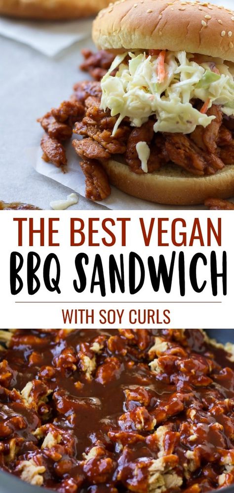 Tvp Recipes, Soy Curls Recipes, Burrito Vegan, Vegetarian Sandwiches, Nora Cooks, Vegan Bbq Recipes, Protein Ideas, Vegan Sandwich Recipes, Bbq Burger