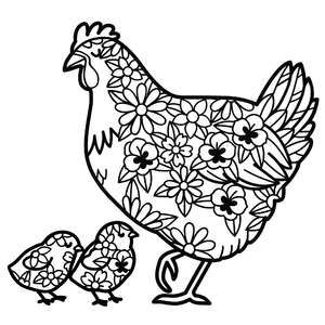 Chicken Line Tattoo, Chicken Embroidery Patterns Free, Chicken Tattoo, Chest Tattoo Ideas, Chest Hair, Silhouette Cameo Projects, Silhouette Design Store, Cricut Creations, Cute Coloring Pages