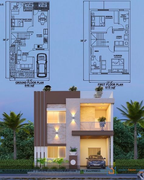 Floor Plan Two Storey House, 2 Storey House Design With Floor Plan, Modern Elevation Designs For House, House Plan App, Low Cost House Design, Commercial Elevation, Low Cost House Plans, 3d House Design, Architectural Masterpieces