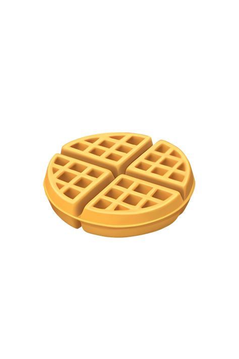 The emoji 🧇 depicts a golden-brown waffle with a grid-like pattern on its surface. It has four square sections, each with a smaller square in the center, and is slightly raised at the edges. The waffle appears to be crispy and fluffy, with a texture that looks like it would be satisfying to bite into. Overall, the emoji conveys the appearance of a delicious breakfast or brunch food that is often served with syrup, butter, and other toppings. Waffle Emoji, Cheese Emoji, Alternative Breakfast, Pink Heart Emoji, Emoji Food, Apple Emojis, Food Iphone, Emoji Stickers Iphone, Ios Emoji