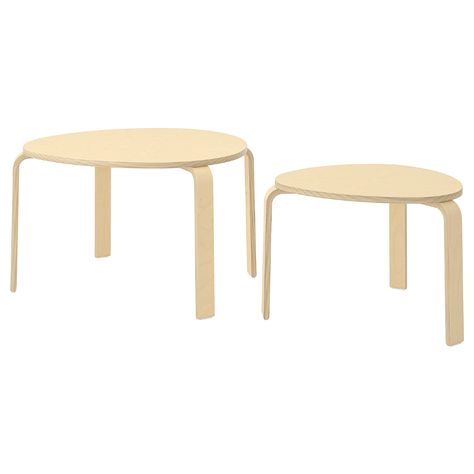 SVALSTA Nesting tables, set of 2, birch veneer. Can be used individually or be pushed together to save space. Ikea Svalsta, Lack Coffee Table, Ikea Side Table, Small Sectional, Plywood Table, Beautiful Coffee, Wood Console Table, Wood Console, Ikea Furniture