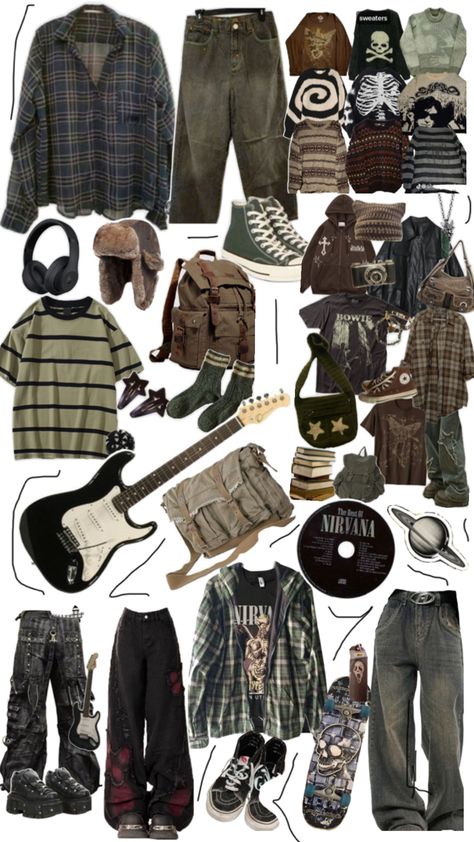 Grunge clothes kleding downtown gitaar nirvana stijl Grungy Clothes, Clothing Board, Grunge Clothing, Grunge Outfits, Feel Free, Feelings, Outfit Accessories, Clothes