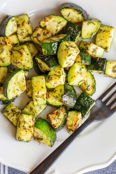 Air Fryer Garlic Herb Zucchini Zucchini Recipes Air Fryer, Mediterranean Vegetables, Air Fryer Zucchini, Air Fryer Garlic, Nourish Bowl, Cooks Air Fryer, Airfryer Recipes, Summer Foods, Air Fry Recipes