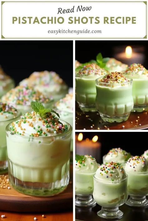 Pistachio Shots Recipes, Pistachio Liqueur Drinks, Pistachio Pudding Shots, Pistachio Drink, Easy Shot Recipes, Liqueur Drinks, Pudding Shots, Pistachio Ice Cream, Pistachio Cream