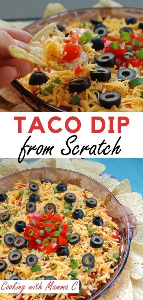 A much-loved party recipe gets a makeover with homemade bean dip and taco seasoning. Homemade Bean Dip, Seven Layer Taco Dip, Layer Taco Dip, Taco Dip Easy, Layered Taco, Taco Dip Recipe, Layered Taco Dip, Homemade Beans, Dip Easy