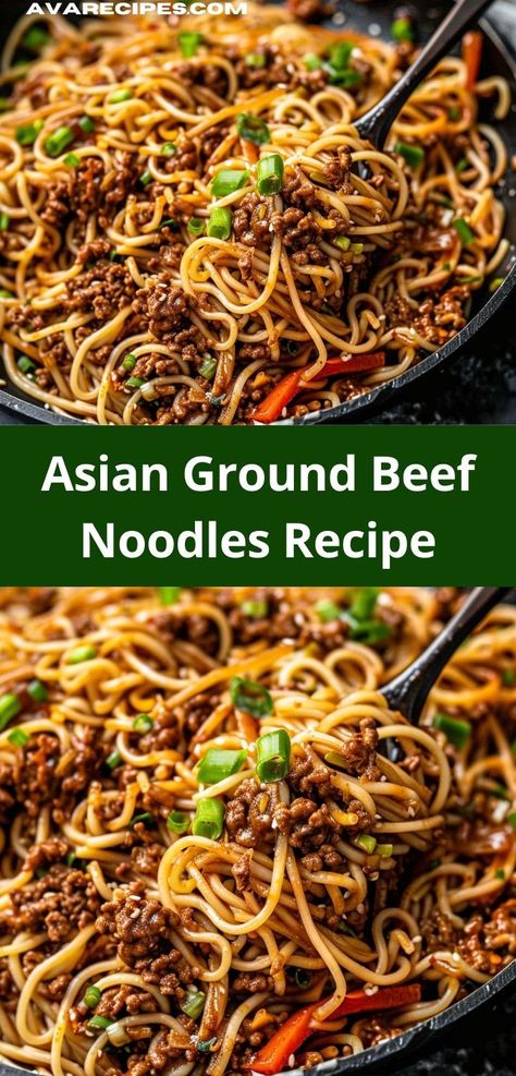 Want easy dinner recipes? This Asian Ground Beef Noodles Recipe is a fantastic choice. Combining ground beef and noodles, it's one of the tastiest beef recipes for a quick dinner. Asian Ground Beef, Mongolian Ground Beef Noodles, Ground Beef Noodles, Mongolian Ground Beef, Quick Beef Recipes, Best Ground Beef Recipes, Ground Beef Casserole Recipes, Beef Noodles, Asian Beef