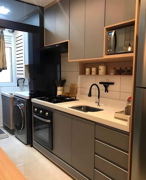 Desain Pantry Dapur, Kitchen Designs Ideas, Desain Pantry, Simple Kitchen Design, Small Apartment Kitchen, Modern Kitchen Cabinet Design, Kitchen Decor Apartment, Kitchen Interior Design Decor, Kitchen Interior Design Modern