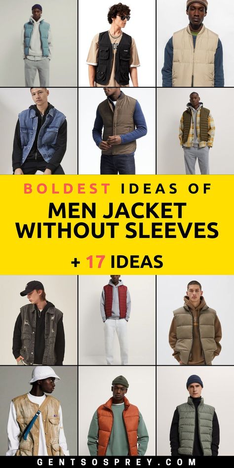 Elevate your style with our meticulously curated selection of the top 17 sleeveless jackets for men in 2024. Explore a diverse range of fashionable vests and uncover expert styling tips to enhance your outfit. Whether you lean towards the rugged appeal of leather or the timeless charm of denim, our collection offers versatile options to suit every taste and occasion. Mens Black Vest Outfit, Puffer Vest Outfit Men, Outfit Ideas Layering, Sleeveless Jacket For Men, Sleeveless Jacket Men, Jacket Without Sleeves, Men Vest Outfits, Black Vest Outfit, Quilted Vests