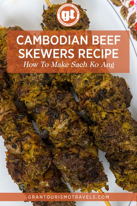 Cambodian Beef Skewers, Cambodian Recipes, Lao Recipes, Cambodian Cuisine, Miso Recipes, Vietnamese Foods, Appetizer Display, Country Study, Meat Meals