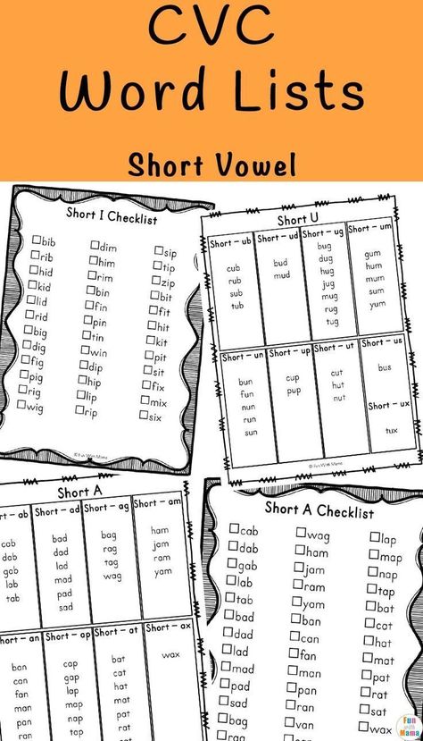 CVC Words List featuring Short Vowel words - Fun with Mama Working on CVC/Sight Words in the classroom? Here are some easy free worksheets you can print from home. #worksheets #activities #cvs #sightwords #shortvowels #homeschool #preschool Cvs Words Kindergarten, Cvc Words List, Rhyming Words List, Reading Picture, Consonant Words, Cvc Worksheets, Cvc Words Worksheets, 3 Letter Words, Cvc Activities