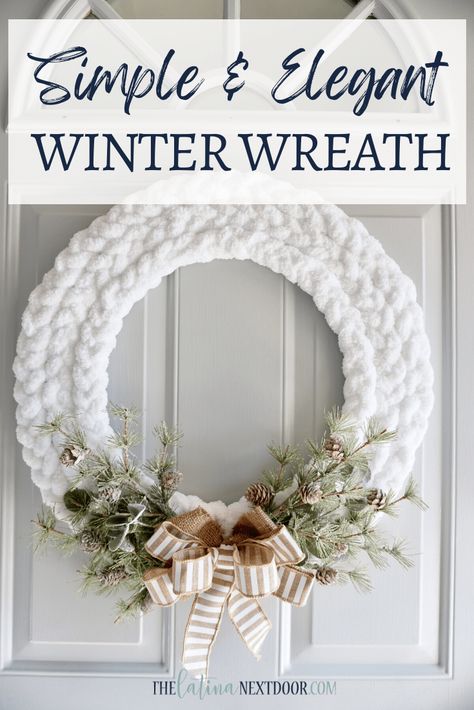 Julkransar Diy, Winter Wreath Diy, Crochet Wreath, Diy Christmas Wreaths, Door Wreaths Diy, Holiday Crafts Christmas, Christmas Wreaths Diy, Wreath Crafts, Winter Wreath