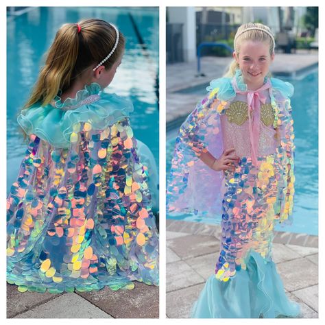 Fairytale Costume Ideas, Toddler Mermaid Costumes, Outer Space Costume, Corset Ideas, Homemade Mermaid Costumes, Ideas Disfraz, Siren Costume, Halloween Mermaid, Princess Cape