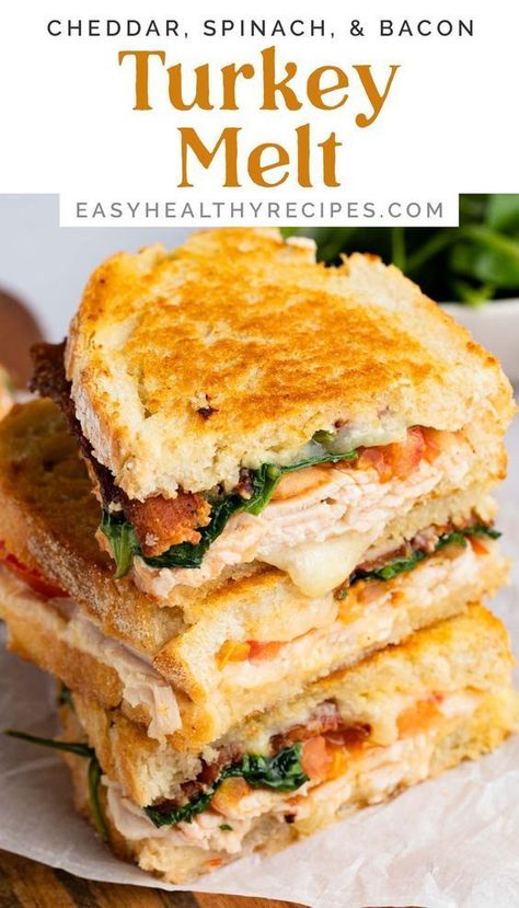 Sourdough Sandwich Recipe, Turkey Panini Sandwiches, Deli Meat Recipes, Bacon Turkey, Deli Turkey Recipes, Turkey Melt, Hot Turkey Sandwiches, Turkey Sandwiches Recipes, Spinach And Bacon