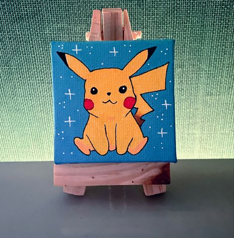 Pikachu Painting, Pokémon Painting, Pikachu Fanart, Pokemon Painting, Paint Inspo, Canvas Art Projects, Posca Art, Painting Canvases, Easy Drawings Sketches