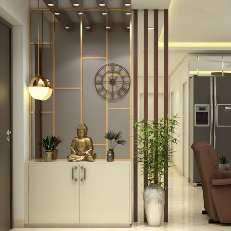 Foir Area Ideas, Foyer Partition Ideas, Modern Luxury Foyer, Contemporary Foyer Design, Foyer Wall Design, Foyer Design Modern Entrance, Luxury Foyer, Hall Partition, Mirror Panel Wall