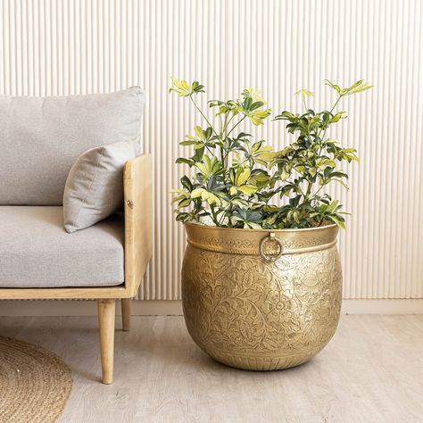 Bouillon extra Large Engraved Brass Planter Magnificent Centerpiece Brass Metal Vintage Distressed Indoor Planters Handmade - Etsy UK Vintage Brass Planter, Large Planters Indoor, Brass Planters, Brass Planter, Ancient India, Large Planters, Planter Pots Indoor, Old World Charm, Aged Brass