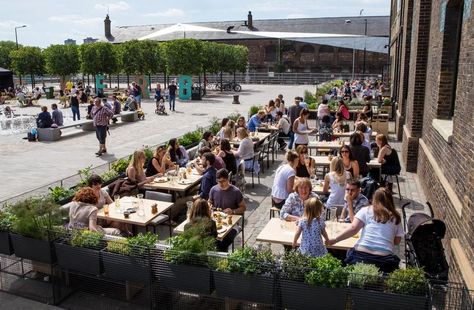 Best alfresco restaurants in Londonredmagazine Masterplan Architecture, Urban People, Restaurants In London, Cafe Terrace, Public Realm, Outdoor Cafe, Urban Furniture, Landscape Architects, Rooftop Garden