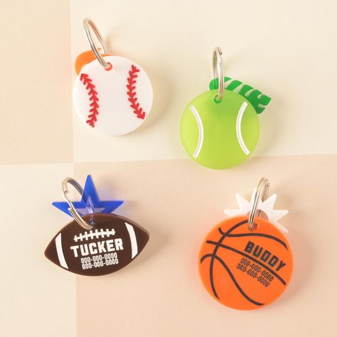 Get your pet ready for game time with this tennis ball shaped tag. Customizable back allows for name, one line of text and one phone number OR two phone numbers. Text is engraved and colored for easy, long lasting, readability. Customized tag comes with one seasonal mini. Seasonal mini choices include: gem, diamond, tiny heart, sun, monstera leaf, star, jack-o-lantern, bat, or moon. Colors for seasonal minis are not guaranteed, but suggestions are welcome! Each item is individually made, assembl Tennis Game, Pet Tags Personalized, Dog Branding, Etsy Seo, Custom Tags, Prop Design, Tiny Heart, Personalized Tags, Game Time