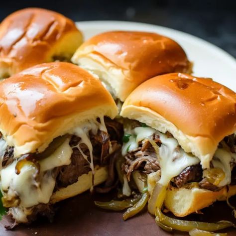 Philly Cheesesteak Sliders - Good For Recipes Cheesesteak Sliders Hawaiian Rolls, Philly Cheesesteak Sliders Recipe, Butter Seasoning, Philly Cheesesteak Sliders, Best Philly Cheesesteak, Hawaiian Buns, Cheesesteak Sandwich, Cheesesteak Sliders, Sautéed Onions