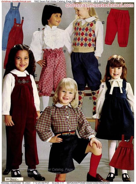 1982 Sears Fall Winter Catalog, Page 396 - Catalogs & Wishbooks 80s Kids Outfits, 1980s Kids Fashion, Early 80s Fashion, Retro Kids Clothes, 80s Fashion Kids, Fnaf Designs, 1980s Outfits, Vintage Kids Fashion, 1980s Kids