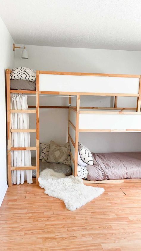 Ikea Bunk Bed Kura Shared Rooms, Ikea Kura For Two, 3 Beds In A Room, Ikea Kura Triple Bunk Bed, Two Ikea Kura Beds One Room, Ikea Kura Bed Hack 3 Kids, Kura Triple Bunk Bed, Three Beds One Room, Double Kura Bed