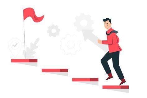 In progress concept illustration | Free Vector #Freepik #freevector #technology #work #success #steps Steps Illustration, Success Illustration, Success Steps, Step Illustration, Progress Illustration, Business Infographic Design, Workflow Diagram, Work Success, Concept Illustration