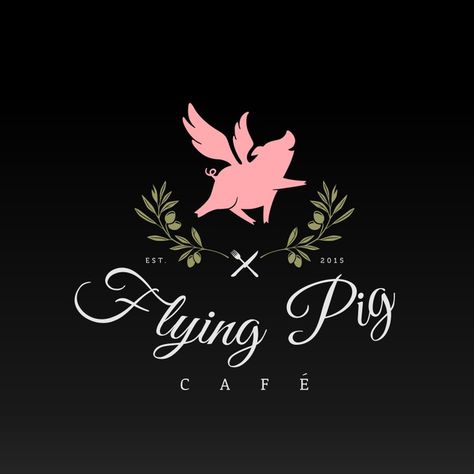 Create a whimsical yet sophisticated Flying Pig Cafe Brand that will represent nationally by Ovalicious Flying Pig Logo, Logo Design Dance, Tailor Logo Design, American Comfort Food, Pig Logo, Bridal Logo, Corporate Logo Design, Design Club, Cafe Branding