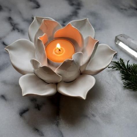 Crystal Sphere Holder, Lotus Crystal, Clay Candle Holders, Sphere Holder, Lotus Tea, Lotus Candle, Clay Candle, Sculpture Art Clay, Clay Diy Projects