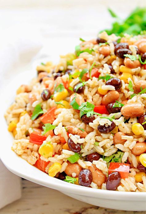 Mexican Rice Salad Cold, Mexican Layered Salad, Easy Rice Salad Recipes Cold, Best Rice Salad Recipe, Easy Rice Salad, Mexican Rice Salad, Grilled Tuna Steaks Recipes, Easy Rice Side Dishes, Rice Salad Cold