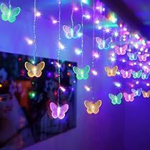 Curtain Fairy Lights, Butterfly String Lights, Led Butterfly, Holiday Bedroom Decor, Twinkle String Lights, Holiday Bedroom, Led Curtain, Curtain Lights, Butterfly Decorations