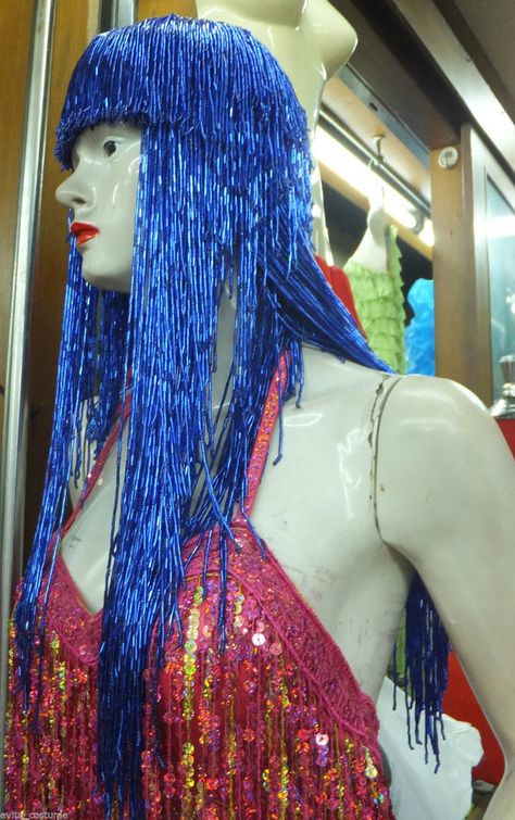 Da NeeNa WIG Bead Fancy Cher Showgirl Berlesque Cabaret Drag Cher Beaded Wig Beaded Wig, Crusher Joe, Burlesque Costumes, Women Costume, Headpiece Hairstyles, Festival Costumes, Glam Hair, Fancy Beads, Fancy Hairstyles