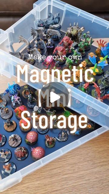 Roll For DIY | Dungeons & Dragons ⚔️ on Instagram: "Make your own Magnetic Mini Storage!  Using magnets it a pretty safe and secure way to store your precious minis for use and even for travel 🚗  #DnD #DungeonsAndDragons #DungeonMaster #DnDMiniatures #Heroforge #ResinPrinting #TTRPG #TTRPGTerrain #Terrain #DnDTerrain #Magnets #Storage" Diy D&d Gifts, Dnd Storage, Dnd Decor, Dnd Diy, Dnd Mini, Dnd Miniatures, Mini Storage, Dungeons Dragons, Miniature Diy