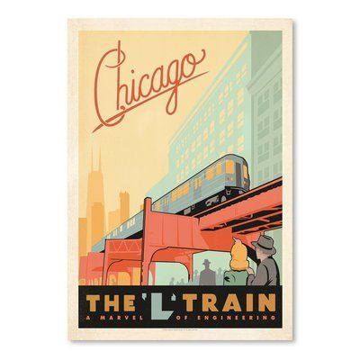 Chicago L Train, Train Vintage, Chicago L, Chicago Poster, Train Posters, Anderson Design Group, Chicago Shopping, Train Art, Vintage Advertisement