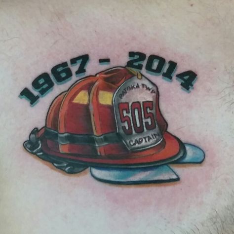 Came in on our day off to do a memorial piece on my buddy Nick for his father. #7shangrilas @kingpintattoosupply @mickysharpzmachines @bishoprotary @eternalink #tattoo #robbiehernandez #firefighters #tribute #memorial Firemen Tattoo Ideas, Firefighter Tattoo Memorial Grandpa, Firefighter Memorial Tattoo, Tattoos For Firefighters, Fireman Tattoo Ideas Firefighters, Fire Fighter Memorial Tattoos, Female Firefighter Tattoo, Fire Department Tattoos, Fighter Tattoo