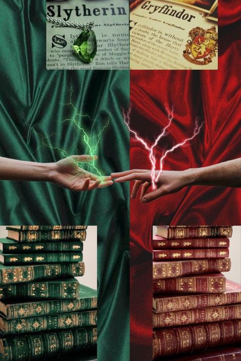 Slytherin And Gryffindor Aesthetic, Gryffindor X Slytherin, Slytherin And Gryffindor, Gryffindor And Slytherin, Slytherin Wallpaper, Slytherin Gryffindor, Red Storm, Double House, Gryffindor Aesthetic