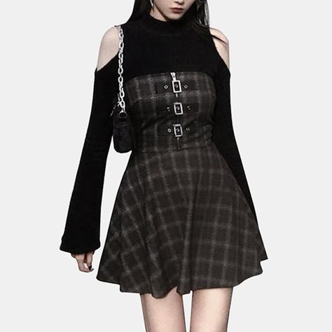 Grid Dress, Punk Dress, Dog Ears, Sailor Dress, Winter Color, Winter Colors, Edgy Outfits, Plaid Dress, Long Dresses