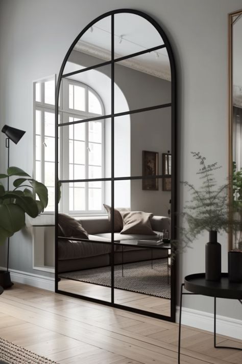 Full Length Arch Mirror Entryway, Arched Mirrors In Dining Room, Black Arched Wall Mirror, Arched Mirrors Entryway, Large Black Mirror Entryway, Large Fireplace Mirrors, Large Wall Mirror Entryway, Full Length Arched Mirror, Arch Black Mirror