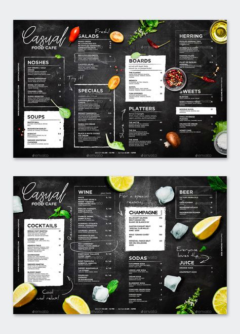 Cafe Menu Design Template PSD. Size:A3 (16.54×11.69) and Tabloid (17×11) with 0.25 bleed. Cafe Menu Design, Golden Beets, Menu Design Template, Advertising Ideas, Food Info, Cafe Menu, Drink Menu, Mixed Greens, Visit Website