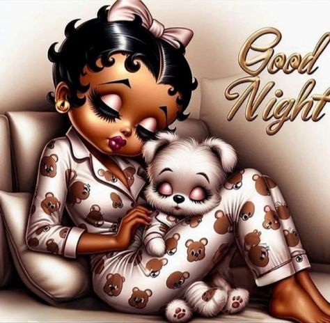 Betty Boop New Years, The Real Betty Boop, Original Betty Boop, Betty Boop Black, Grand Rising, Good Evening Messages, Beautiful Good Night Quotes, Betty Boop Classic, Good Night Funny