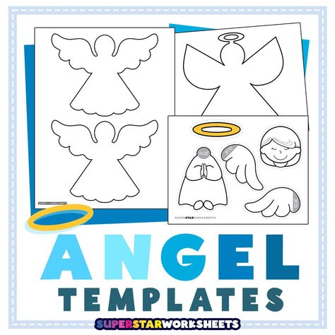 Angel Templates Angel Bulletin Board Ideas, Angel Template, Angels With Wings, Angels Bible, Girl Template, Story Telling Activities, Christmas Bingo Game, Holiday Art Projects, Paper Angel