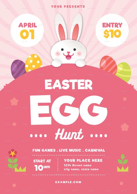 Easter Egg Hunt Flyer, Easter Poster Design, Easter Flyer, Celebration Church, Easter Lilies, Easter Poster, Easter Festival, Easter Invitations, Easter Happy