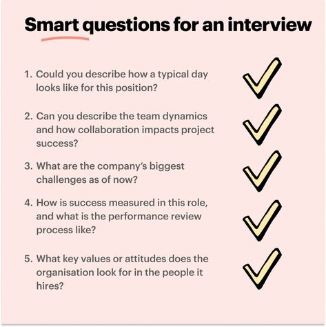 Smart questions to ask in an interview Questions To Ask Interviewer, Best Interview Answers, Cv Writing Tips, Best Interview Questions, Best Questions To Ask, Cv Maker, Best Cv, Best Questions, Cv Writing