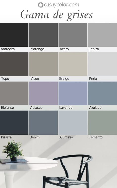 Colores grises, nombres de los tonos de Gris, combinaciones - Casa y Color Pintura Para Casas Interior Ideas, Living Gris, Farmhouse Paint Colors, Pintura Exterior, Living Room Decor Colors, Bedroom Green, Paint Colors For Home, Home Design Decor, Room Colors