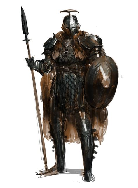 spearman, Radoslav Topalov on ArtStation at https://www.artstation.com/artwork/Bnkn9 Spear And Shield, Heavy Armor, Action Pose Reference, Action Pose, 다크 판타지, Knight Art, Fantasy Theme, Fantasy Armor, Fantasy Concept Art