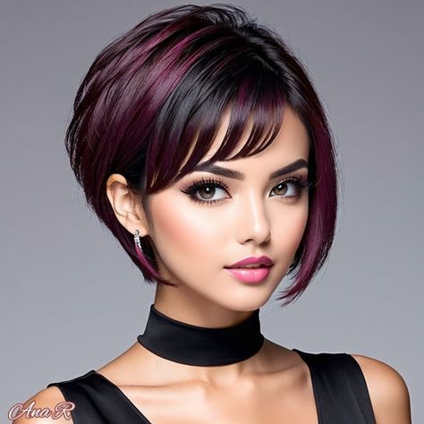 Short Purple Hair Pixie, Long To Short Haircut, Rocker Hair, Long Hair Cut Short, Chic Short Hair, Stylish Short Haircuts, Chin Length Hair, Edgy Short Hair, Pretty Hair Color