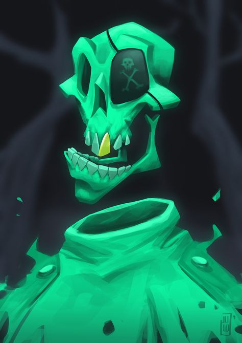 Spooky skull, jules dubost on ArtStation at https://www.artstation.com/artwork/e0dg5D Cartoon Skull Art, Skull Concept Art, Skull Character Design, Skeleton Character, Skull Game, Batman Art Drawing, Animal Line Drawings, Aquatic Art, Cartoon Skull