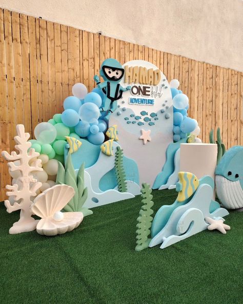 Under The Sea Theme Birthday For More Details, Contact Here👇 WhatsApp : +974 77 00 11 69 Call : +974 77 00 11 69 #undertheSea #undertheseaparty #undertheseatheme #undertheseathemedparty #undertheseastyrobackdrop #undertheseabackdrop #kidsparty #kidspartydoha #kidsevent #kidseventplanner #najatevents #najateventsplanner Sea Theme Birthday, Under The Sea Theme Party, Sea Birthday Party Decorations, Birthday Under The Sea, Fish Party, Under The Sea Decorations, Bday Party Kids, Under The Sea Birthday, Fishing Party