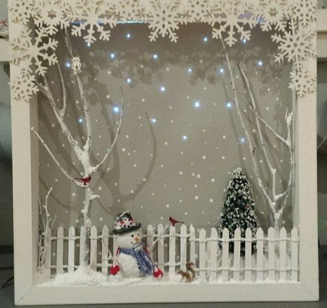 Christmas Shadow Box Ideas Winter Scenes, Winter Shadow Box Ideas, Christmas Diorama Ideas Winter Scenes, Shadow Box Frames Ideas, Shadow Boxes Ideas, Diy Christmas Shadow Box, Gingerbread House Ideas, Christmas Diorama, The Best Dessert