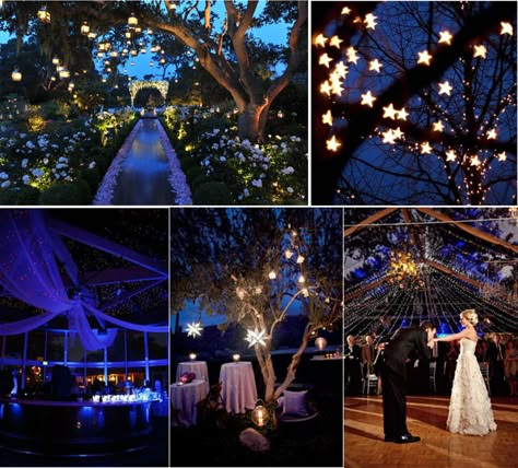 starry night wedding theme | The possibilities are endless! Take a look at our gallery for your own ... Night Wedding Theme, Starry Night Wedding Theme, Starry Night Prom, Starry Night Theme, Star Themed Wedding, Celestial Wedding Theme, Starry Wedding, Wedding Reception Themes, Galaxy Wedding